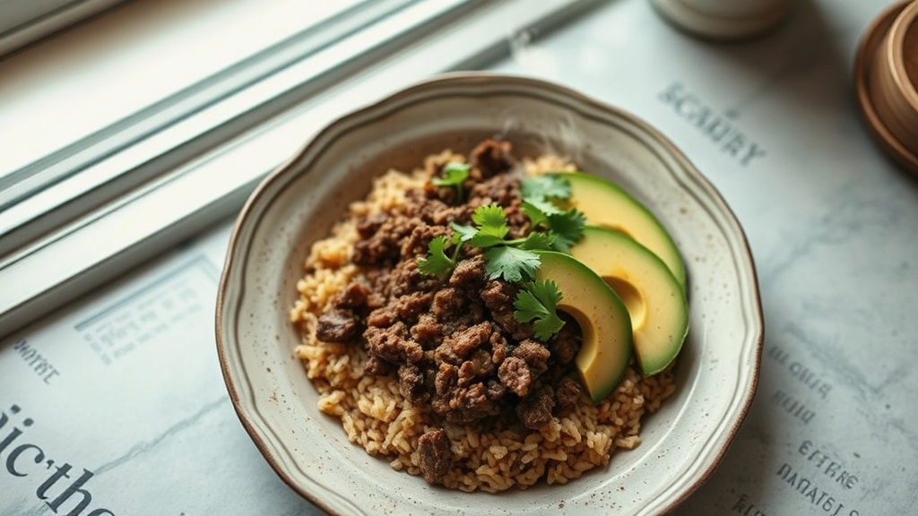 Beef and Avocado Rice Bowl