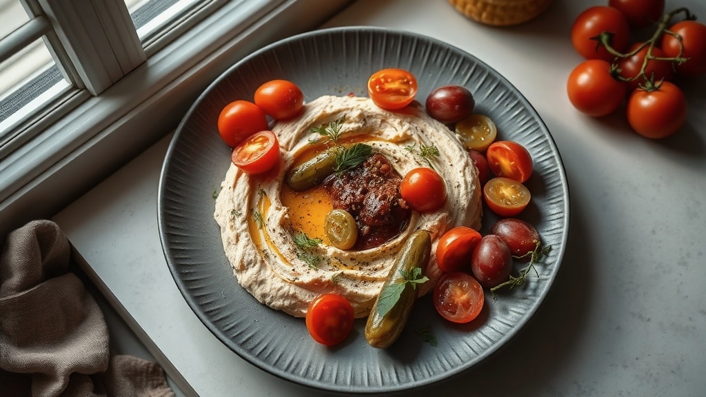 Hummus & Tomato Grape Salad